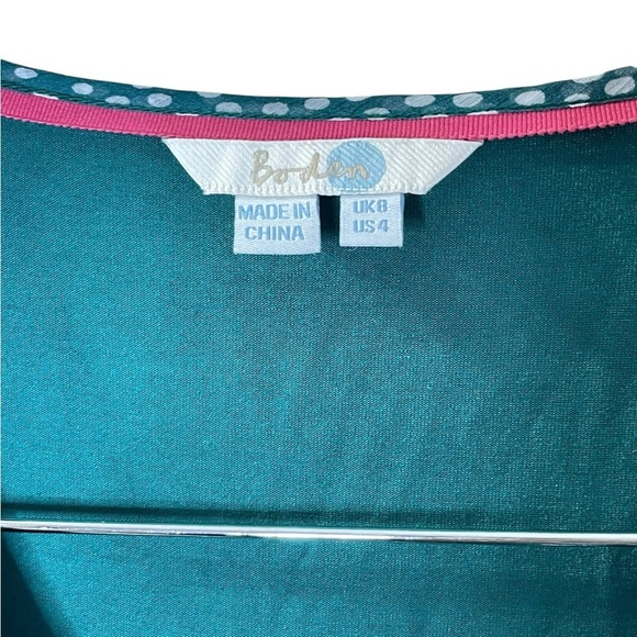 Boden Aubrey Jersey Green Polka Dot Blouse Top size 4 - Picture 5 of 8
